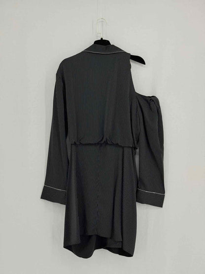 Pre - loved ALEXANDER WANG Black Pinstripe Size US 8 Short Dress at Reems Closet