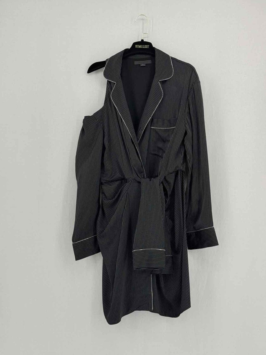 Pre - loved ALEXANDER WANG Black Pinstripe Size US 8 Short Dress at Reems Closet