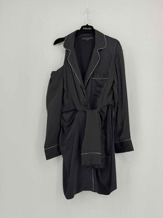 Pre - loved ALEXANDER WANG Black Pinstripe Size US 8 Short Dress at Reems Closet