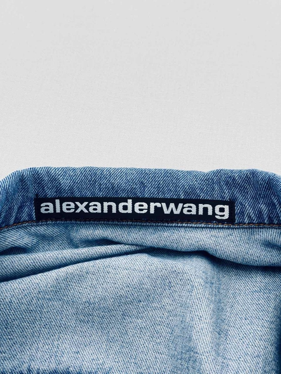 Pre - loved ALEXANDER WANG Blue Logo Print Size Medium Jacket at Reems Closet