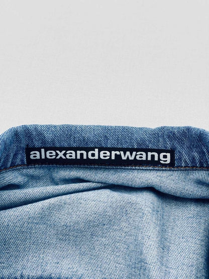 Pre - loved ALEXANDER WANG Blue Logo Print Size Medium Jacket at Reems Closet