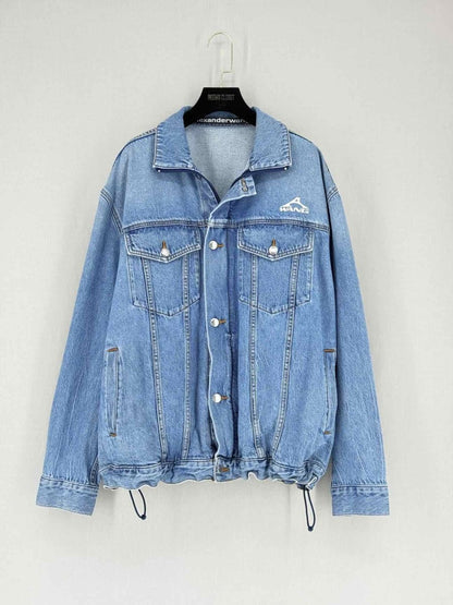 Pre - loved ALEXANDER WANG Blue Logo Print Size Medium Jacket at Reems Closet