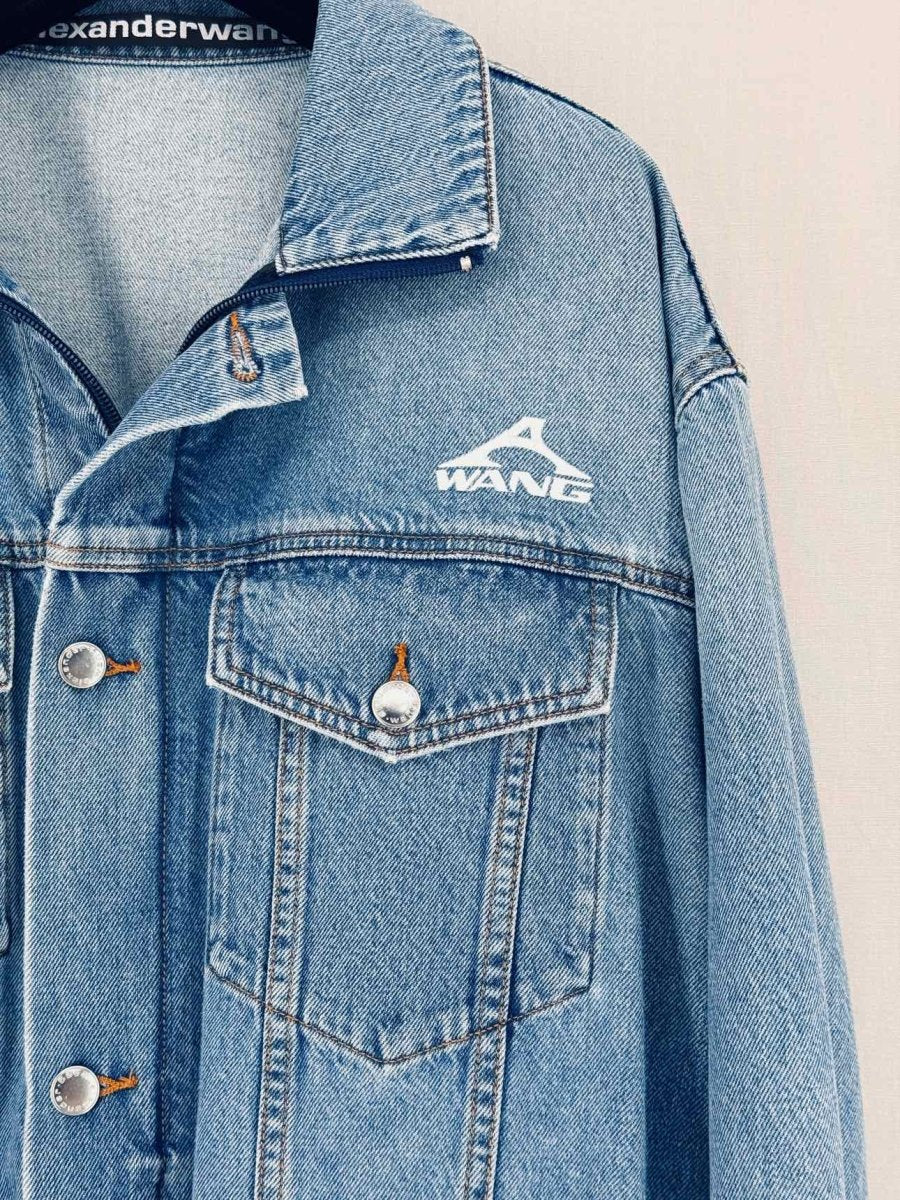 Pre - loved ALEXANDER WANG Blue Logo Print Size Medium Jacket at Reems Closet