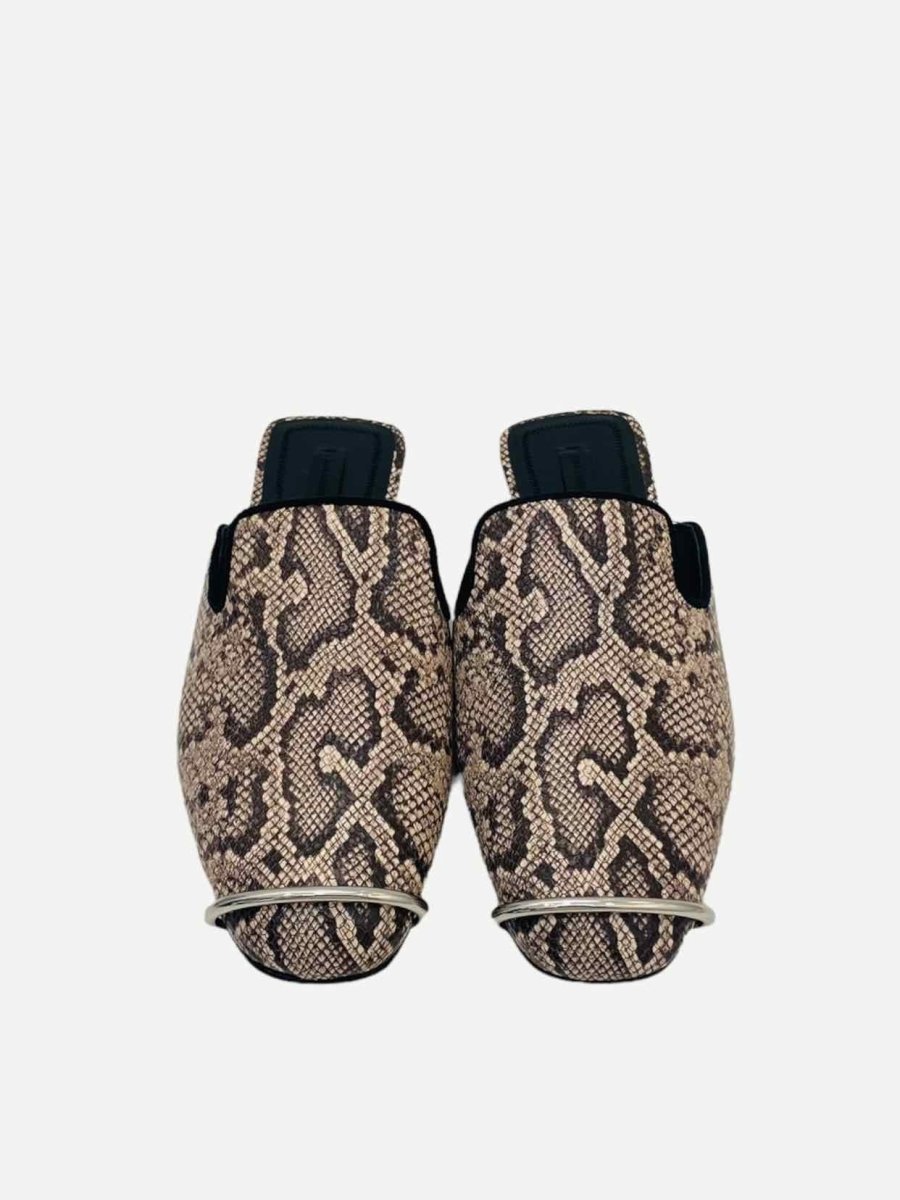 Pre - loved ALEXANDER WANG Brown Multicolor Snake Print Mules at Reems Closet