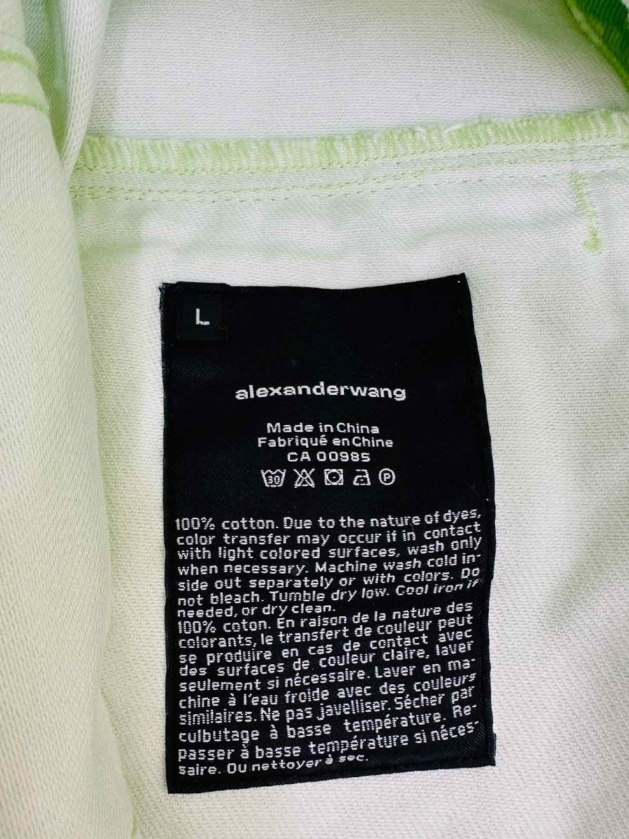 Pre - loved ALEXANDER WANG Denim Green w/ White Logo Print Jacket at Reems Closet