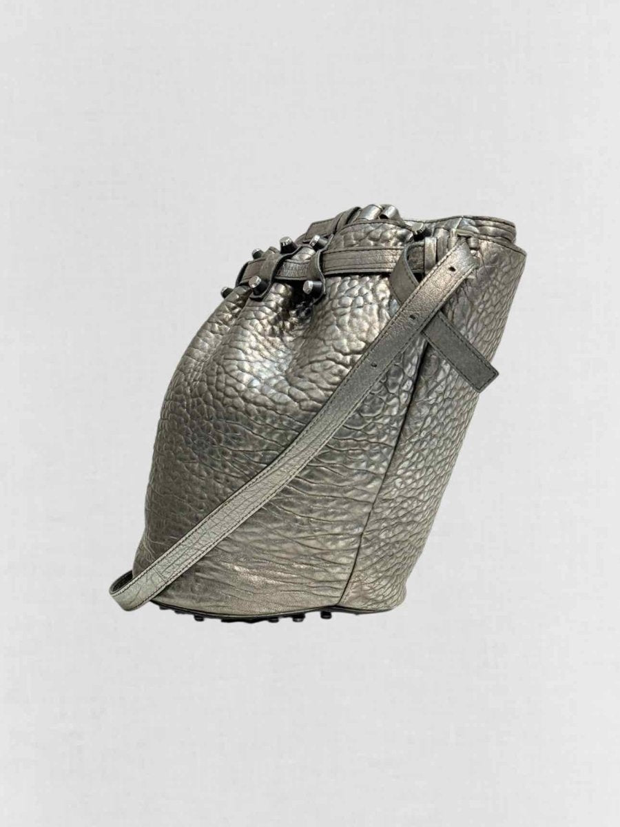 Pre - loved ALEXANDER WANG Diego Metallic Grey Bucket Bag at Reems Closet