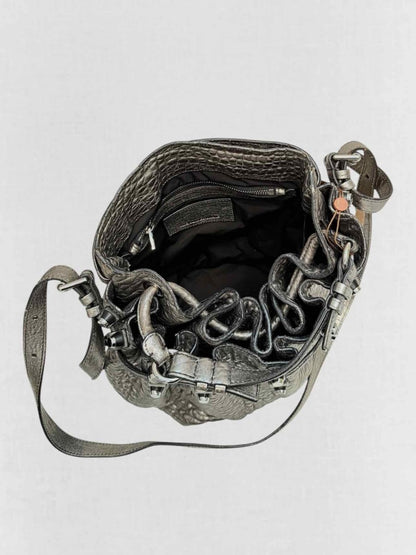 Pre - loved ALEXANDER WANG Diego Metallic Grey Bucket Bag at Reems Closet