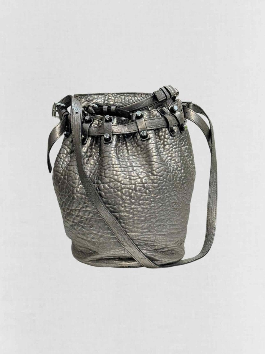 Pre - loved ALEXANDER WANG Diego Metallic Grey Bucket Bag at Reems Closet