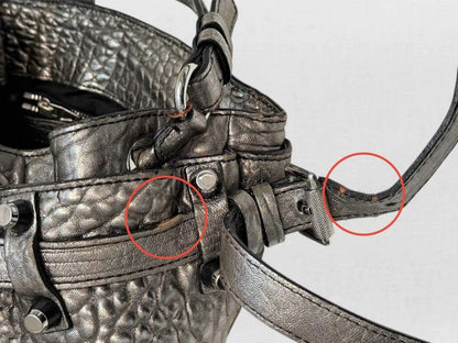 Pre - loved ALEXANDER WANG Diego Metallic Grey Bucket Bag at Reems Closet