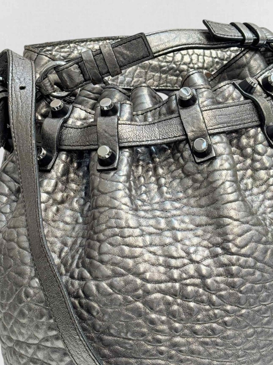 Pre - loved ALEXANDER WANG Diego Metallic Grey Bucket Bag at Reems Closet