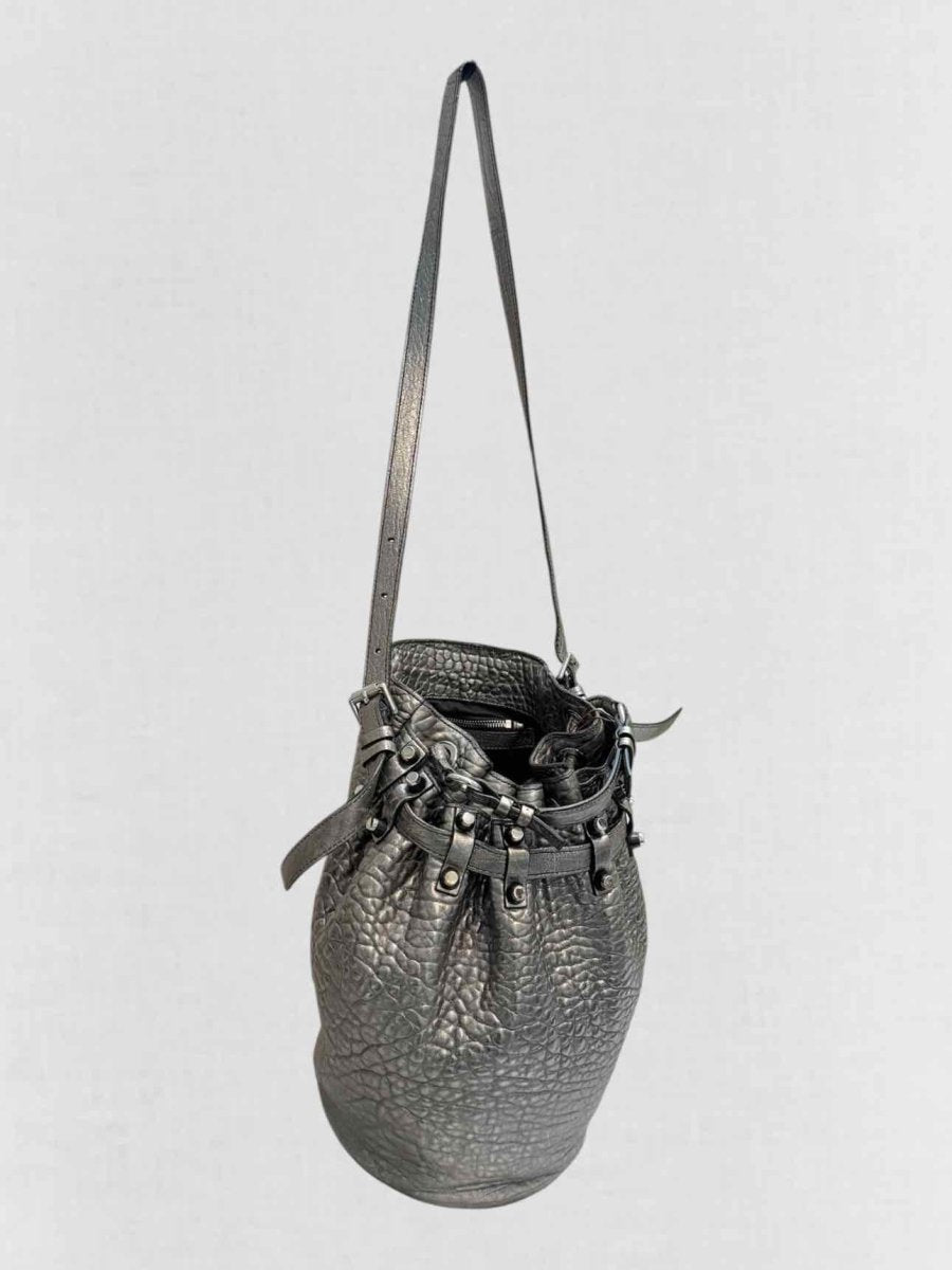 Pre - loved ALEXANDER WANG Diego Metallic Grey Bucket Bag at Reems Closet