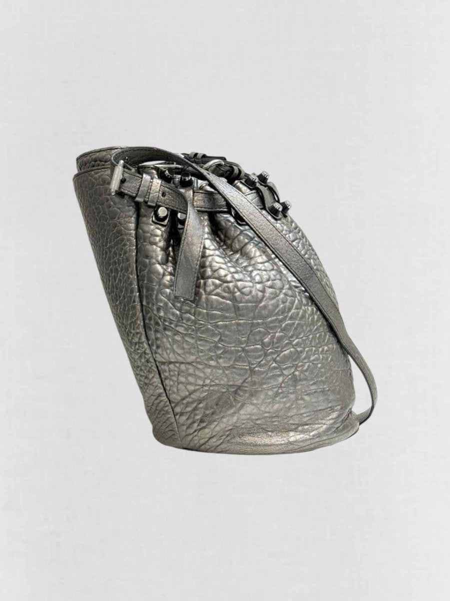 Pre - loved ALEXANDER WANG Diego Metallic Grey Bucket Bag at Reems Closet