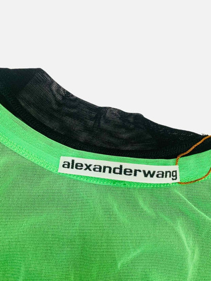 Pre - loved ALEXANDER WANG Sheer Green & Black Top at Reems Closet