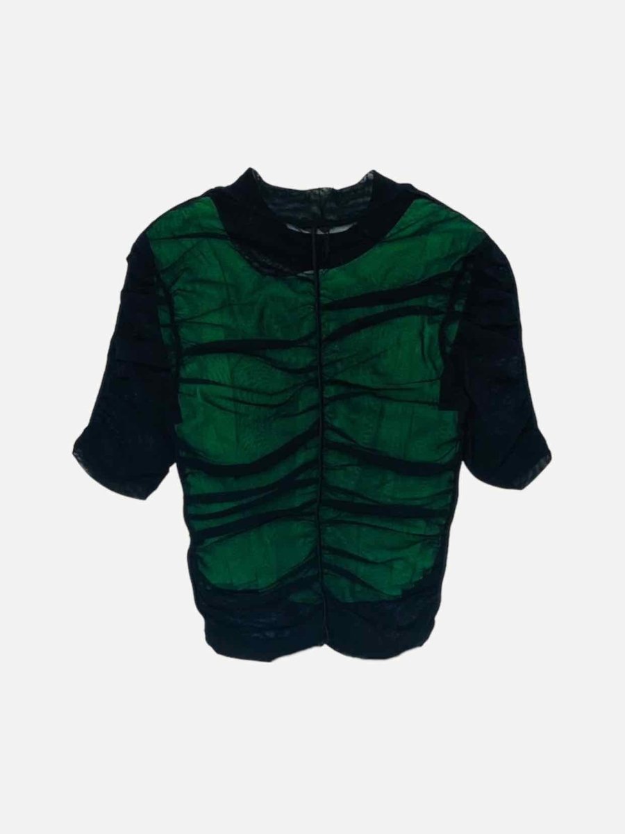 Pre - loved ALEXANDER WANG Sheer Green & Black Top at Reems Closet