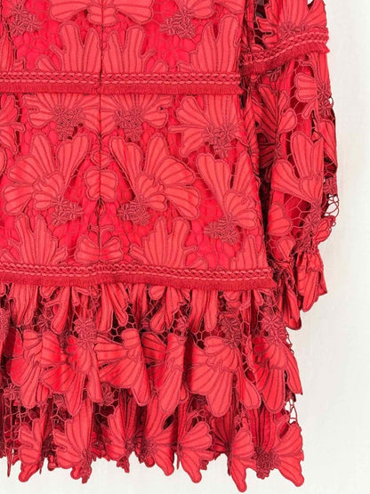 Pre - loved ALEXIS Red Floral Size Small Short Dress at Reems Closet