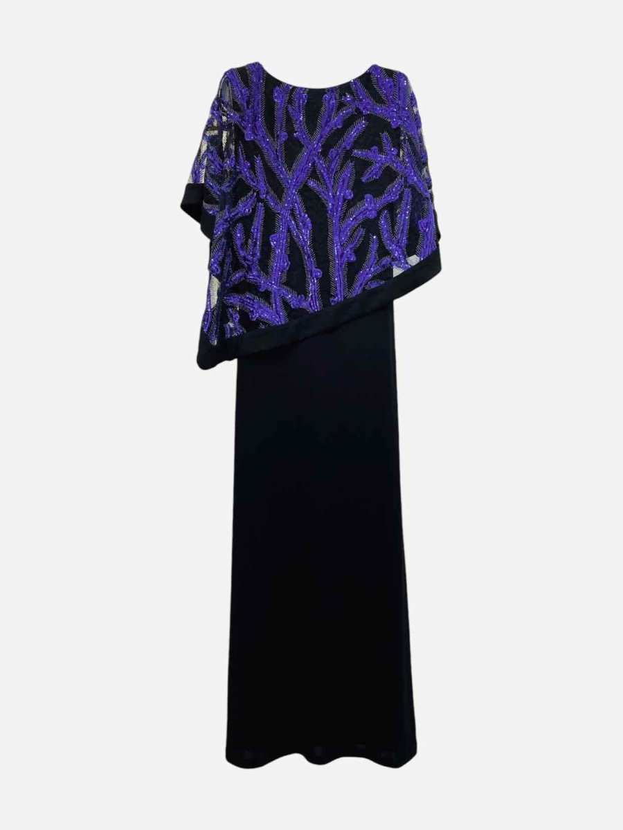 Pre - loved ALFA BETA Black & Blue Sequinned Long Dress at Reems Closet