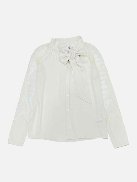 Pre - loved ALICE BY TEMPERLEY Neck Tie Off - white Blouse at Reems Closet