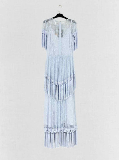 Pre - loved ALICE MCCALL Light Blue Size US 10 Midi Dress at Reems Closet