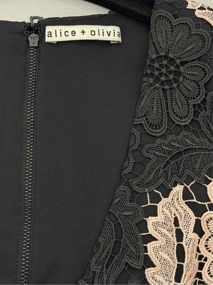 Pre-loved ALICE + OLIVIA Black & Beige Lace Size US 4 Short Dress at Reems Closet