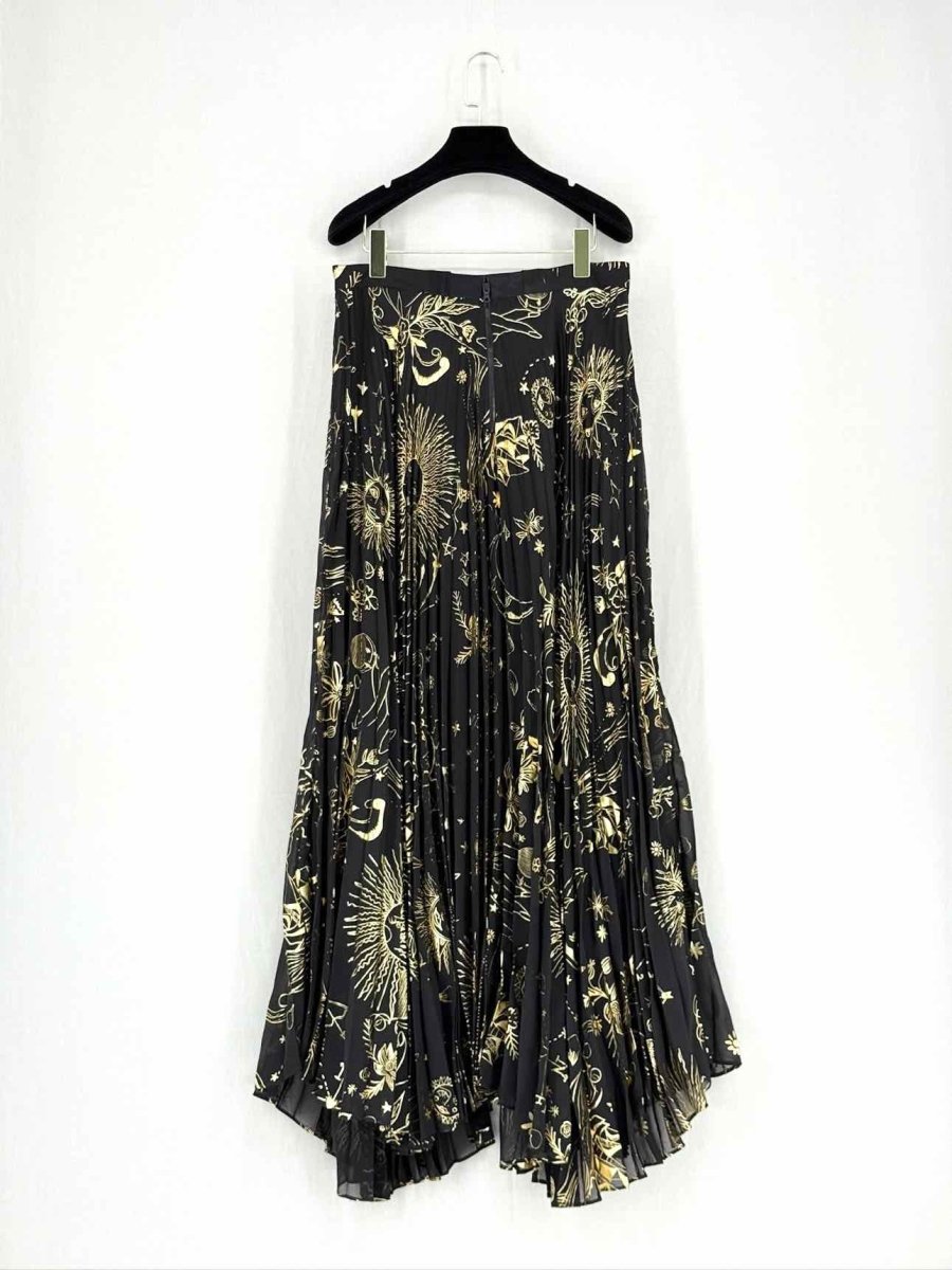 Pre - loved ALICE + OLIVIA Black Printed Size US 8 Long Skirt at Reems Closet