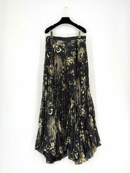 Pre - loved ALICE + OLIVIA Black Printed Size US 8 Long Skirt at Reems Closet