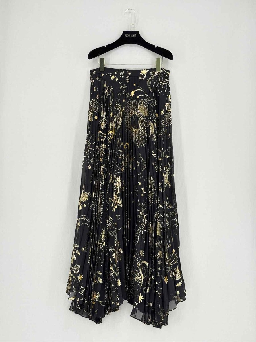 Pre - loved ALICE + OLIVIA Black Printed Size US 8 Long Skirt at Reems Closet