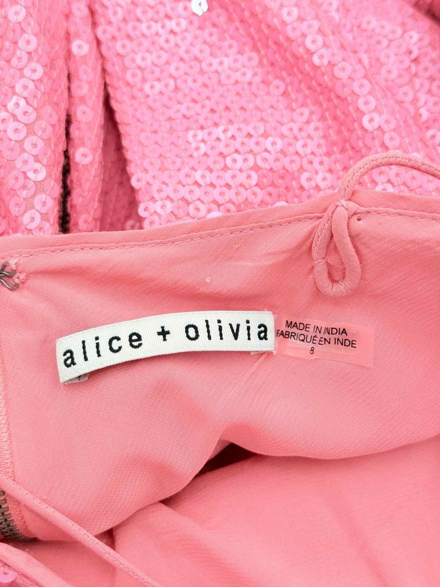 Pre - loved ALICE + OLIVIA Harmony Pink Size US 8 Midi Dress at Reems Closet