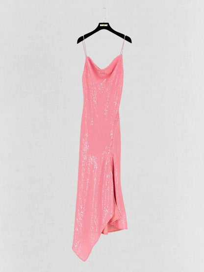 Pre - loved ALICE + OLIVIA Harmony Pink Size US 8 Midi Dress at Reems Closet