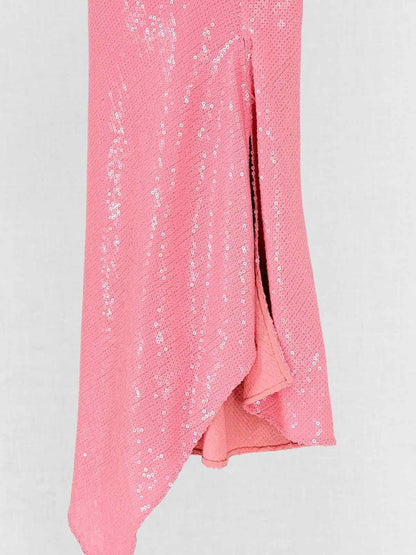Pre - loved ALICE + OLIVIA Harmony Pink Size US 8 Midi Dress at Reems Closet