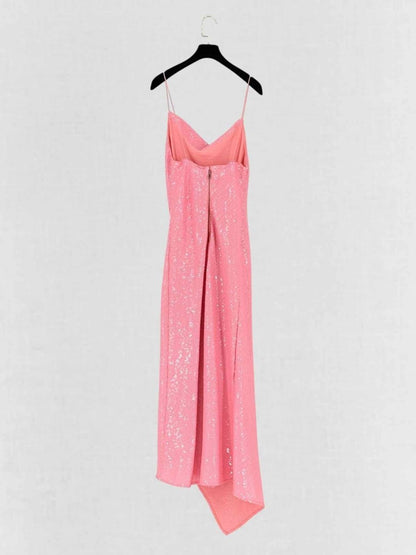 Pre - loved ALICE + OLIVIA Harmony Pink Size US 8 Midi Dress at Reems Closet
