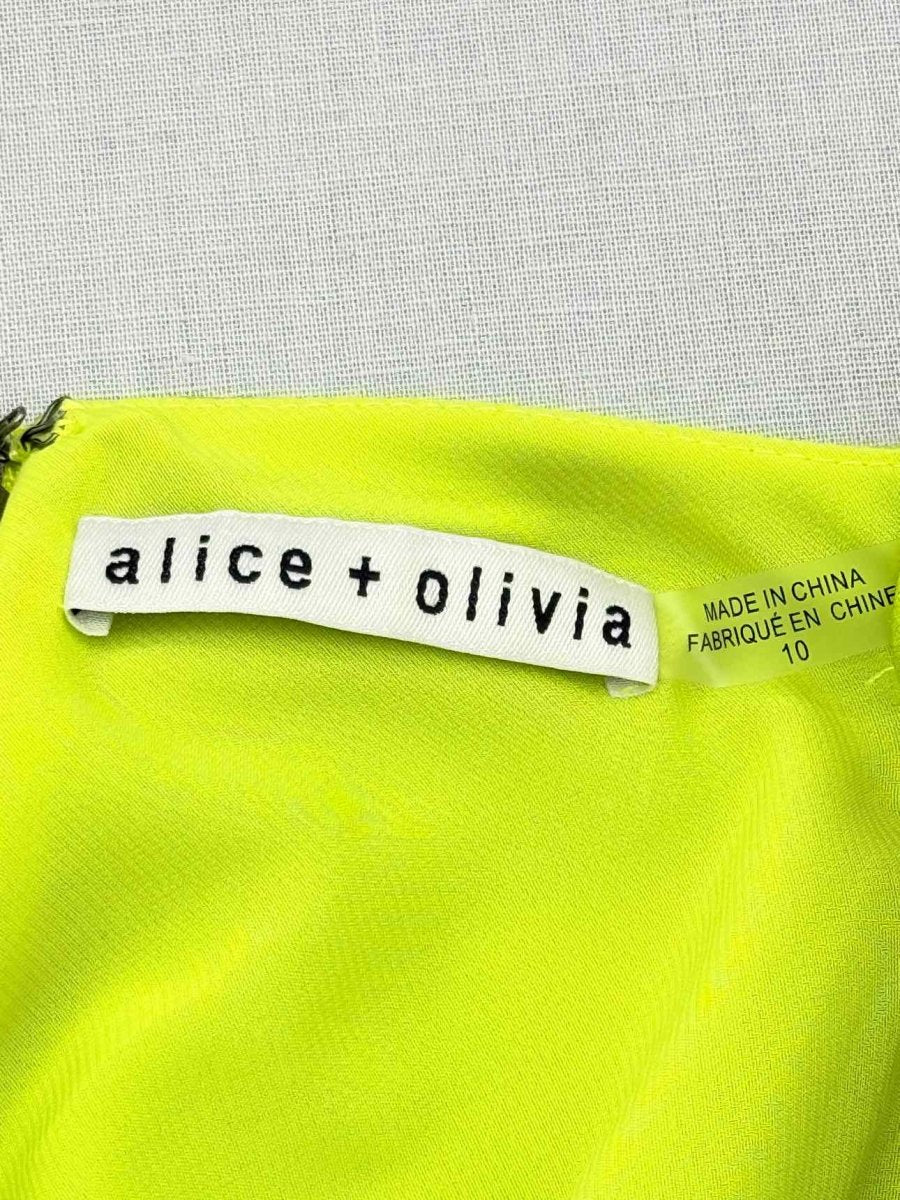 Pre-loved ALICE + OLIVIA Lime Green Size US 10 Short Dress at Reems Closet