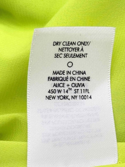 Pre-loved ALICE + OLIVIA Lime Green Size US 10 Short Dress at Reems Closet
