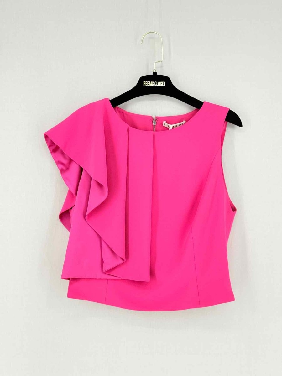 Pre - loved ALICE + OLIVIA Pink Frilled Size US 6 Top at Reems Closet