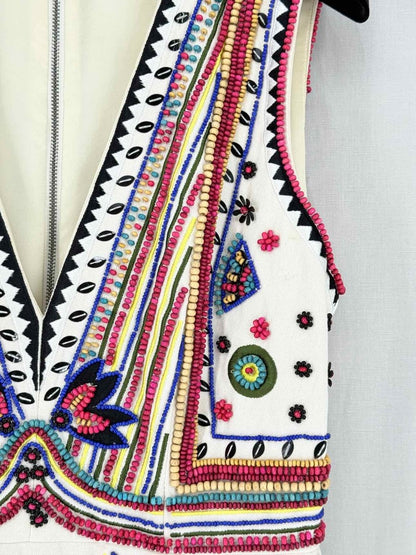 Pre - loved ALICE + OLIVIA White Multicolor Size US 4 Short Dress at Reems Closet