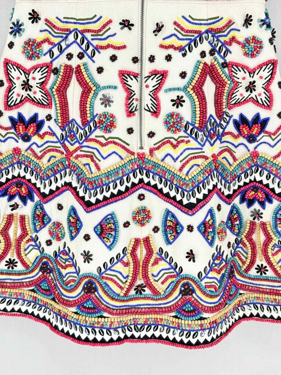 Pre - loved ALICE + OLIVIA White Multicolor Size US 4 Short Dress at Reems Closet