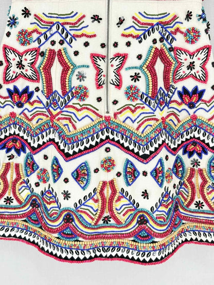 Pre - loved ALICE + OLIVIA White Multicolor Size US 4 Short Dress at Reems Closet