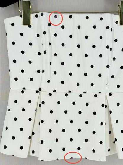 Pre - loved ALICE + OLIVIA White Polka Dot Size Small Top at Reems Closet