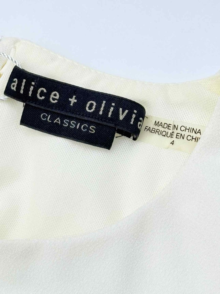 Pre - loved ALICE + OLIVIA White Size US 4 Knee Length Dress at Reems Closet