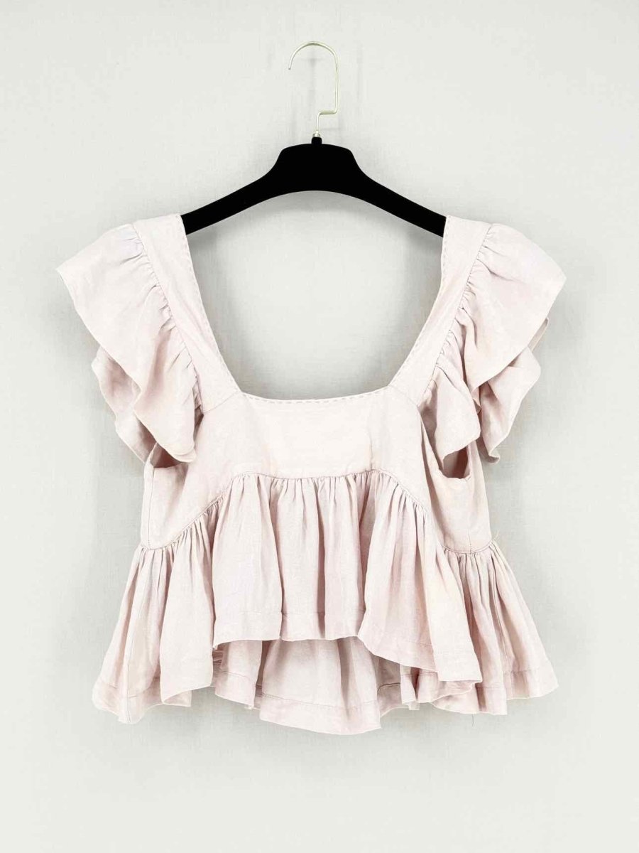 Pre - loved ALIX OF BOHEMIA Peplum Dusky Pink Size Medium Top at Reems Closet