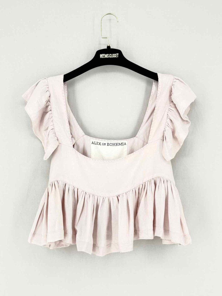 Pre - loved ALIX OF BOHEMIA Peplum Dusky Pink Size Medium Top at Reems Closet