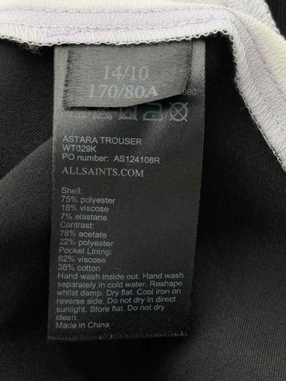 Pre - loved ALL SAINTS Black Side Panel Size US 10 Pants at Reems Closet