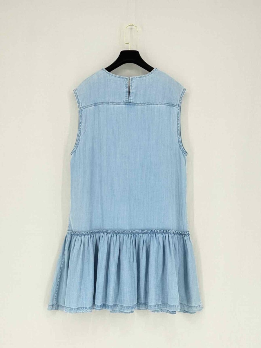 Pre - loved ALL SAINTS Denim Ruffled Size Medium Short Dress at Reems Closet