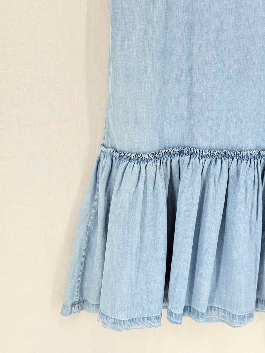 Pre - loved ALL SAINTS Denim Ruffled Size Medium Short Dress at Reems Closet