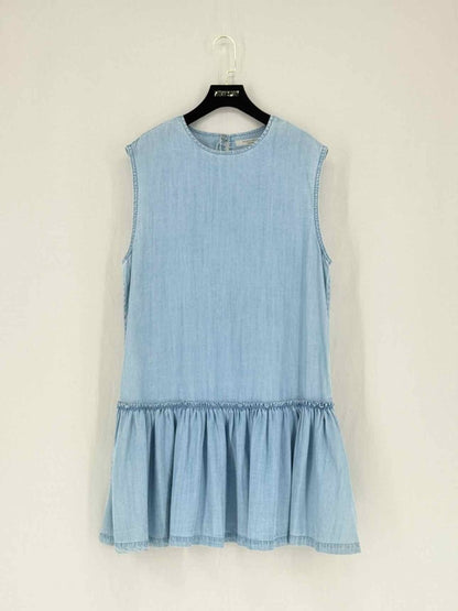 Pre - loved ALL SAINTS Denim Ruffled Size Medium Short Dress at Reems Closet