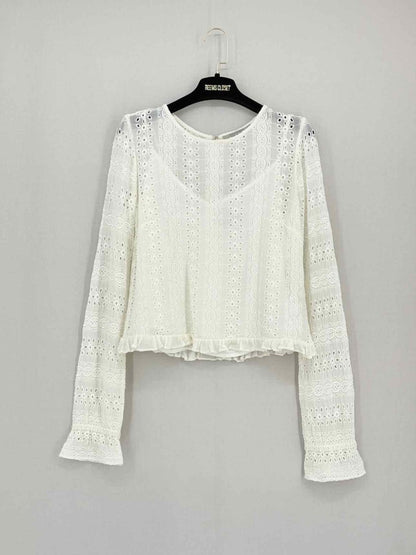 Pre - loved ALL SAINTS Off - white Eyelet Size US 6 Top at Reems Closet
