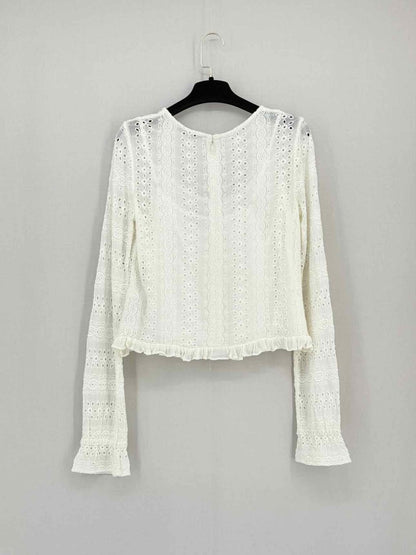 Pre - loved ALL SAINTS Off - white Eyelet Size US 6 Top at Reems Closet