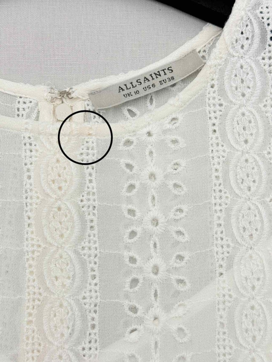 Pre - loved ALL SAINTS Off - white Eyelet Size US 6 Top at Reems Closet