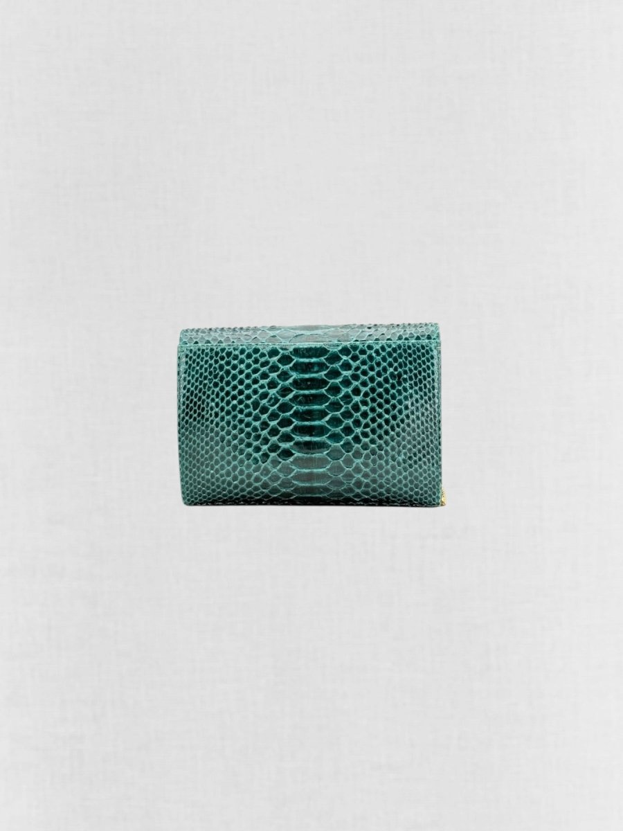 Pre - loved AMANDA NAVAI Green Embossed Handbag at Reems Closet