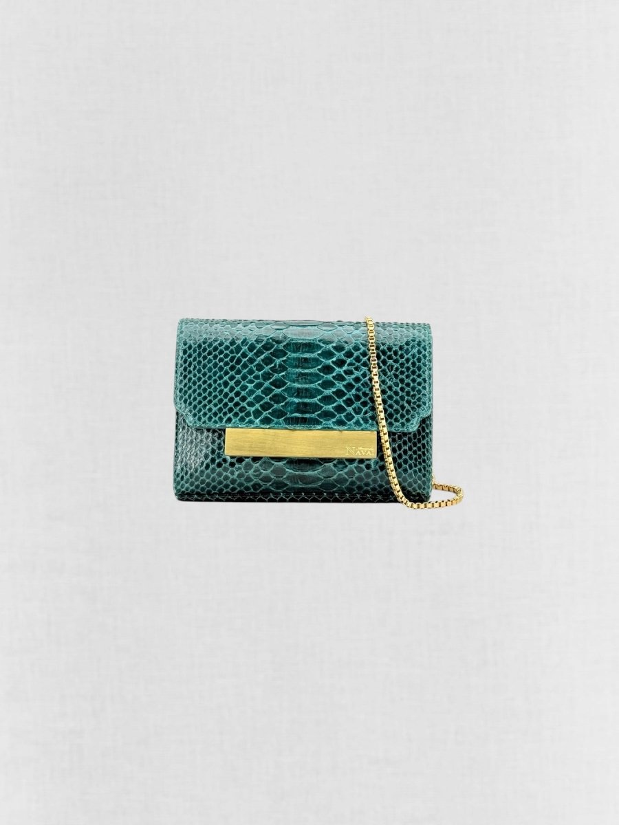 Pre - loved AMANDA NAVAI Green Embossed Handbag at Reems Closet