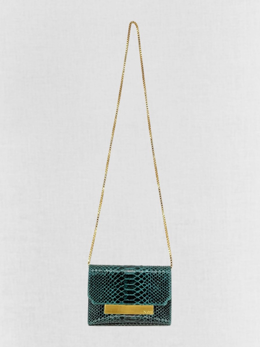 Pre - loved AMANDA NAVAI Green Embossed Handbag at Reems Closet